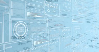 Işık arkaplanı üzerinde veri işleme resmi. Sosyal medya ve dijital arayüz konsepti dijital olarak oluşturuldu.