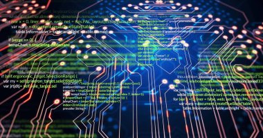 Siyah arkaplan üzerinde veri işleme resmi. Sosyal medya ve dijital arayüz konsepti dijital olarak oluşturuldu.