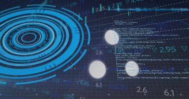 Kapsam taramasında veri işleme resmi. Dijital olarak oluşturulan küresel çevrimiçi güvenlik, işletme, finans, bilgisayar ve veri işleme kavramı.