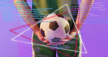 Stadyum çiziminden sonra beyaz erkek futbolcu görüntüsü. Küresel spor ve dijital arayüz kavramı dijital olarak oluşturulmuş görüntü.