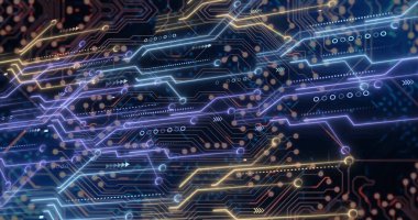 Siyah arkaplan üzerinde veri işleme resmi. Sosyal medya ve dijital arayüz konsepti dijital olarak oluşturuldu.