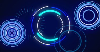 Dijital ekranda tarama ve veri işleme dürbünü görüntüsü. küresel teknoloji ve dijital arayüz kavramı dijital olarak oluşturulmuş görüntü.