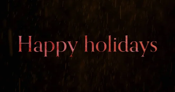 Image Happy Holidays Text Snow Flakes Falling Black Background Christmas — Stock Photo, Image