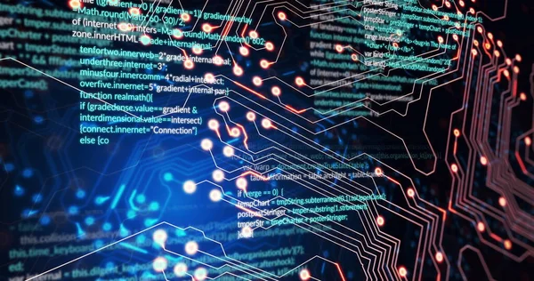 Siyah arkaplan üzerinde veri işleme resmi. Sosyal medya ve dijital arayüz konsepti dijital olarak oluşturuldu.