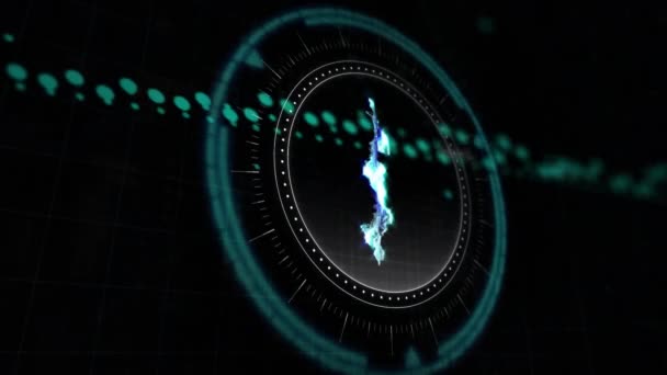 Animation Der Datenverarbeitung Und Des Kryptowährungssymbols Auf Schwarzem Hintergrund Globales — Stockvideo