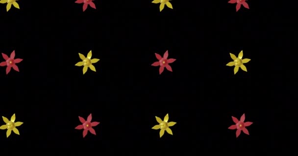 Animazione Righe Motivo Floreale Cinese Rosso Oro Sfondo Nero Capodanno — Video Stock