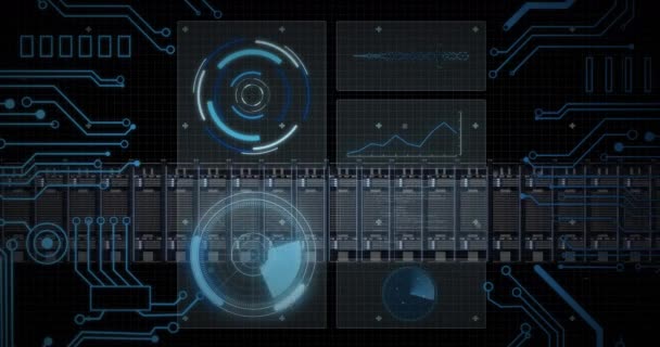 Animatie Van Gegevensverwerking Computerservers Mondiale Gegevensverwerking Digitale Interface Computerconcept Digitaal — Stockvideo