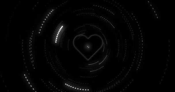 Animation Sociala Medier Hjärta Ikon Över Glödande Ljus Över Mörk — Stockvideo