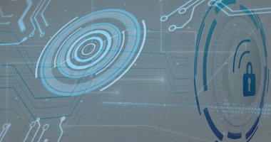 Siyah arkaplanda veri işleme üzerine asma kilit simgesi resmi. Sosyal medya ve dijital arayüz konsepti dijital olarak oluşturuldu.