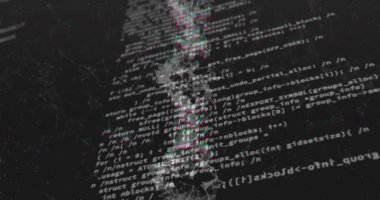 Siyah arkaplandaki veri işleme üzerinde DNA resmi. veri işleme ve teknoloji konsepti dijital olarak oluşturulmuş görüntü.