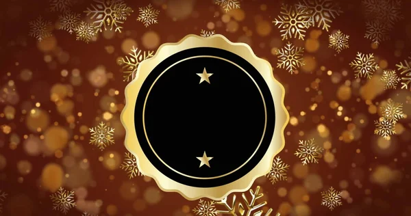 Изображение Рождественского Черно Золотого Знака Копировальным Пространством Падающим Коричневый Фон — стоковое фото
