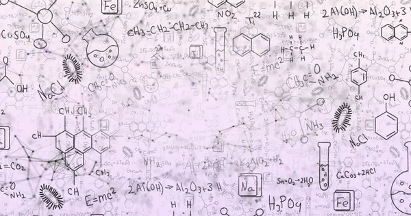 Химические Формулы Диаграммы Покрывают Доску Школьной Обстановке Отражает Среду Класса — стоковое фото