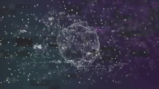 Dna ストランド上のデータ処理と地球のアニメーション グローバルサイエンス コネクション コンピューティング データ処理コンセプトデジタル生成ビデオ — ストック動画