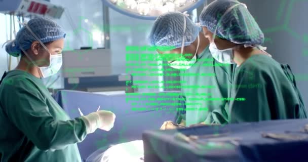 Animacja Przetwarzania Danych Naukowych Nad Różnymi Chirurgami Szpitalu Globalna Medycyna — Wideo stockowe