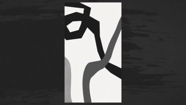 Animación Líneas Abstractas Retorcidas Negro Gris Sobre Blanco Con Bordes — Vídeos de Stock