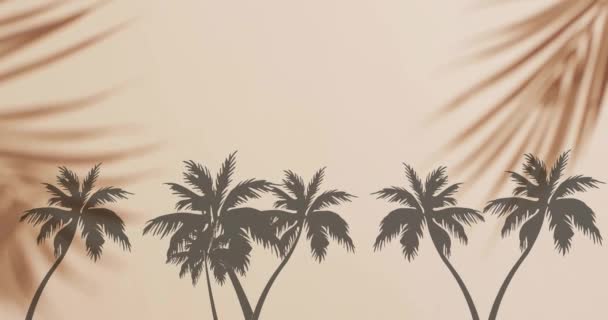 Bej Arka Planda Palmiye Ağaçlarının Siluetinin Animasyonu Soyutlama Doğa Dijital — Stok video