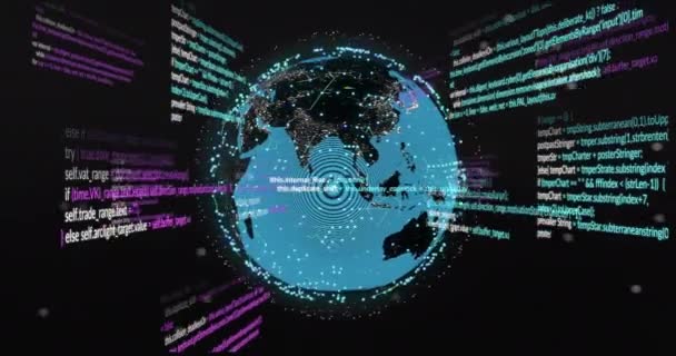 Animación Del Procesamiento Datos Todo Mundo Con Conexiones Inteligencia Artificial — Vídeo de stock