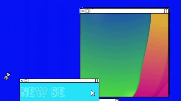 Animation New Season Text Open Windows Egg Timer Blue Computer — Stock Video