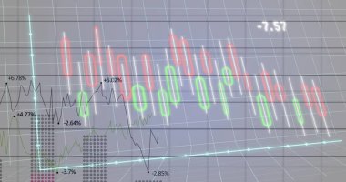 Grafik ve sayıların gri arkaplan üzerindeki görüntüsü. Küresel finans, ekonomi ve teknoloji kavramı
