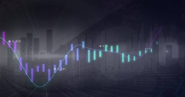 Gri arkaplan üzerinde veri işleme resmi. Küresel iş ve dijital arayüz kavramı dijital olarak oluşturulmuş görüntü.