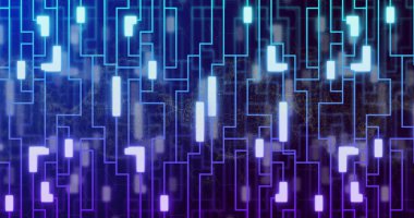 Bağlantı ağının üzerindeki DNA iplikçiklerinin resmi. Küresel iş ve dijital arayüz kavramı