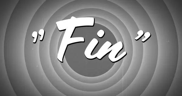 Digital Image Fin Text Appearing Middle Circle Patterns Monochrome Static — Stock Photo, Image