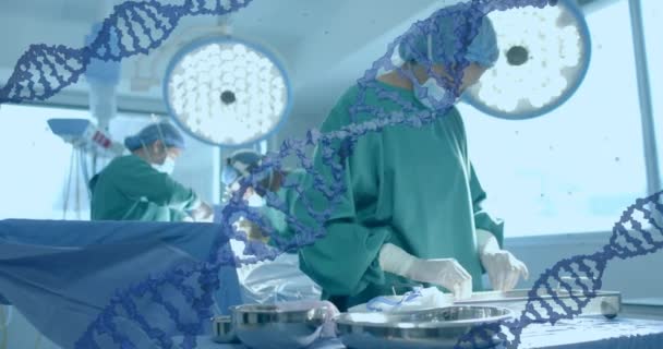 Animacja Nici Dna Różnych Chirurgach Szpitalu Globalna Medycyna Nauka Przetwarzanie — Wideo stockowe