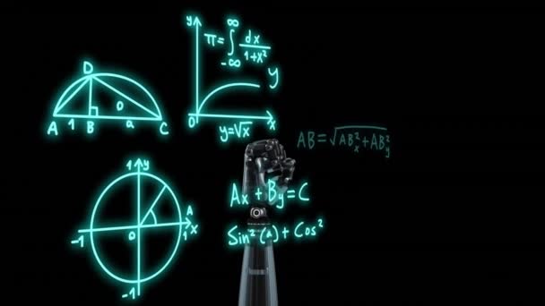 Анімація Обробки Математичних Даних Над Рукою Робота Глобальний Штучний Інтелект — стокове відео