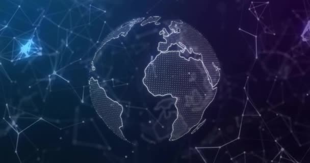 Animação Rede Conexões Sobre Globo Sobre Fundo Preto Conexões Globais — Vídeo de Stock