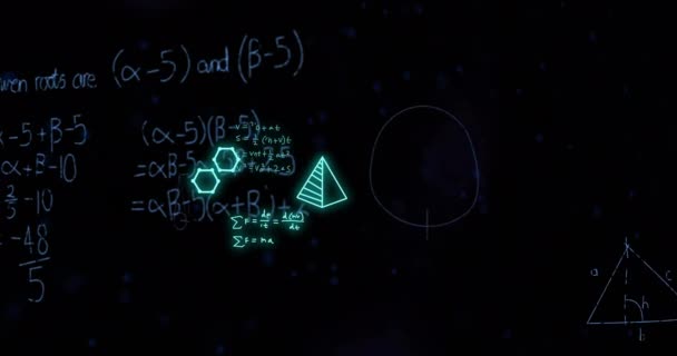 Animation Der Wissenschaftlichen Datenverarbeitung Vor Dunklem Hintergrund Globale Künstliche Intelligenz — Stockvideo
