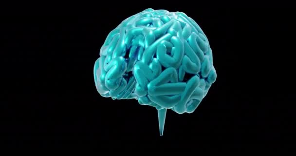 Animation Cerveau Humain Bleu Filant Sur Fond Noir Concept Mondial — Video