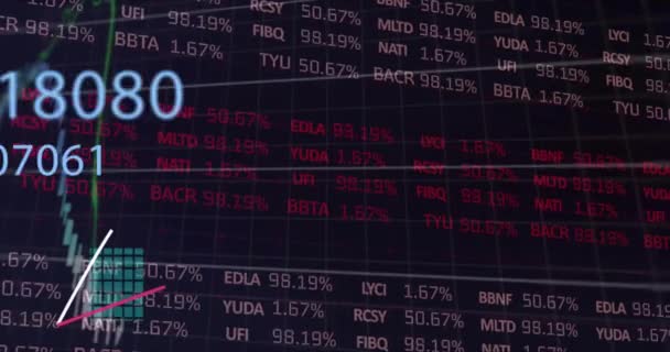 Animación Del Procesamiento Datos Financieros Sobre Estadísticas Finanzas Globales Negocios — Vídeo de stock