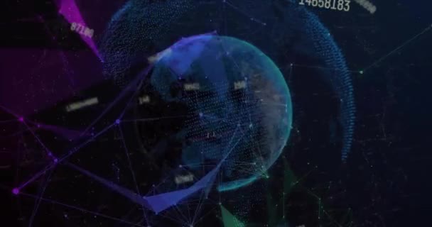 Sayıların Animasyonu Dünya Bağlantı Ağları Küresel Finans Bağlantılar Hesaplama Veri — Stok video