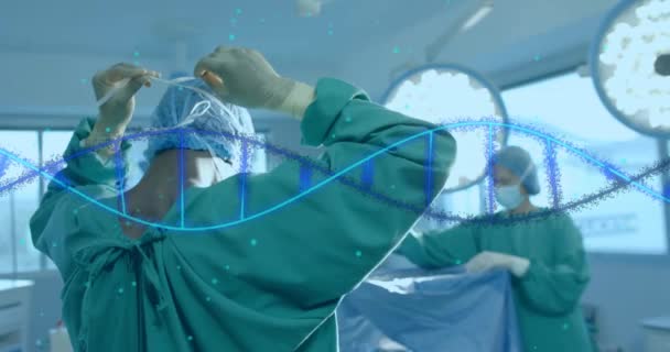 Animazione Del Filamento Del Dna Diversi Chirurghi Ospedale Medicina Globale — Video Stock
