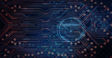 Tıbbi veri işleme ve karanlık arka planda işlemci soketi görüntüsü. Küresel tıp, teknoloji, veri işleme ve dijital arayüz kavramı dijital olarak oluşturuldu.