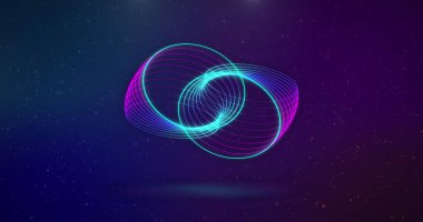 DNA iplikçikleri üzerinde daireler. Küresel iş ve dijital arayüz kavramı dijital olarak oluşturulmuş görüntü.