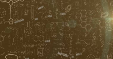 Kimyasal simgelerin üzerinde bilimsel veri işleme resmi. küresel bilim, teknoloji ve dijital arayüz kavramı dijital olarak oluşturulmuş görüntü.