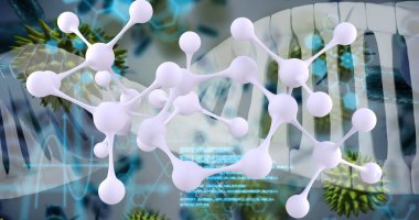 Beyaz arka planda işlenen tıbbi veri görüntüsü. Küresel tıp, teknoloji, veri işleme ve dijital arayüz kavramı dijital olarak oluşturuldu.