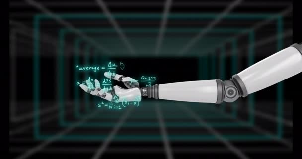 Animacja Przetwarzania Danych Naukowych Ramieniu Robota Globalna Sztuczna Inteligencja Nauka — Wideo stockowe