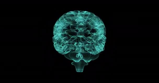 Анимирование Человеческого Мозга Обработка Данных Черном Фоне Глобальный Искусственный Интеллект — стоковое видео