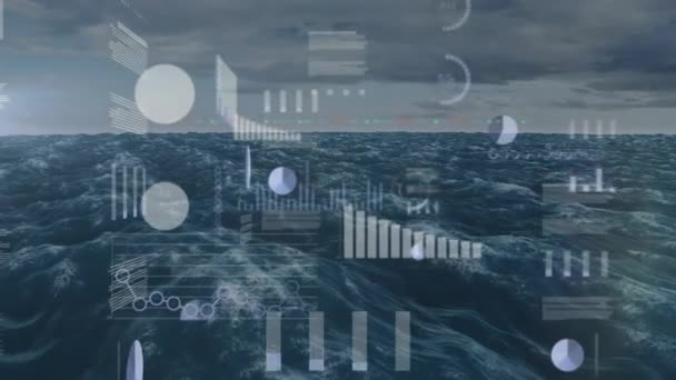Animering Finansiell Databehandling Över Havet Globala Finanser Databehandling Och Digitalt — Stockvideo