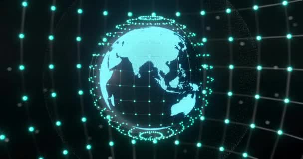 Animace Zpracování Dat Celém Světě Připojením Global Artificial Intelligence Data — Stock video
