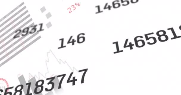 Κινούμενη Εικόνα Της Επεξεργασίας Χρηματοοικονομικών Δεδομένων Έναντι Στατιστικών Παγκόσμια Έννοια — Αρχείο Βίντεο
