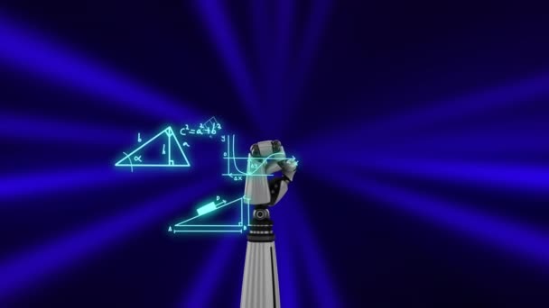 Animace Zpracování Vědeckých Dat Přes Rameno Robota Globální Umělá Inteligence — Stock video