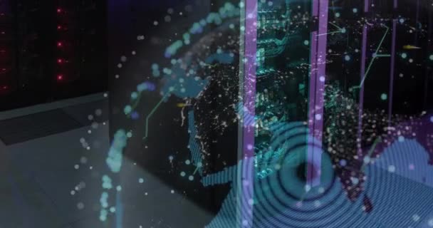 Animation Kloden Med Forbindelser Computerserveren Global Kunstig Intelligens Databehandling Computing – Stock-video