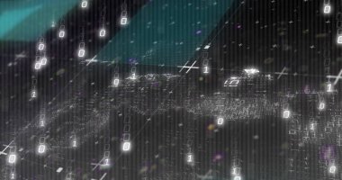 Siyah arkaplanda veri işleme resmi. küresel iş ve dijital arayüz kavramı dijital olarak oluşturulmuş görüntü.