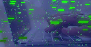 Ofiste dizüstü bilgisayarla veri işleme resmi. Küresel iş ve dijital arayüz kavramı dijital olarak oluşturulmuş görüntü.