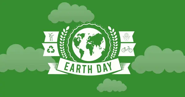 Изображение Земного Дня Земного Шара Над Облаками Зеленом Фоне Окружающая — стоковое фото