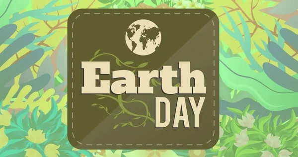 Image of earth day over jungle background. environment, sustainability, ecology, renewable energy, global warming and climate change awareness.