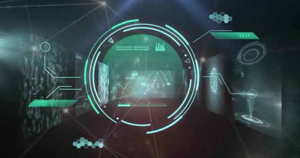 Animation Cirkulær Scanner Dna Streng Medicinske Data Grænsefladeskærme Data Digital – Stock-video